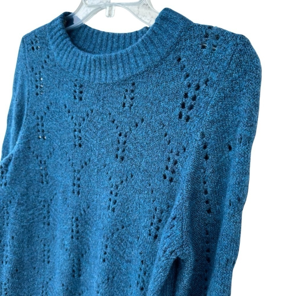 GAP Blue Open Weave Long Sleeve Pullover Sweater, Small